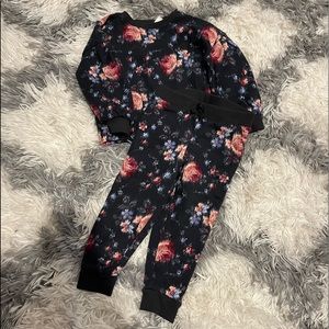 Janie and Jack Floral Kids Matching Set - Black and Red